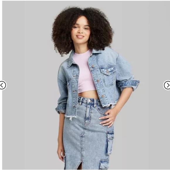 Women’s Wild Fable cropped denim trucker jacket Jean jacket - Picture 3 of 8